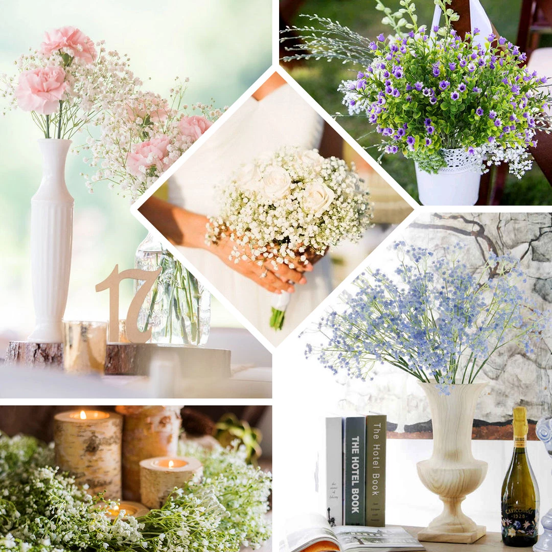 HIER_1150 4 Stems | 27" White Artificial Silk Babys Breath Gypsophila Flowers 5 HIER_1150 4 Stems | 27" White Artificial Silk Babys Breath Gypsophila Flowers