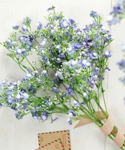 HIER_1150 Faux Cherry Blossoms | Baby Breath 4 Stems | 27" Lavender Artificial Silk Babys Breath Gypsophila Flowers
