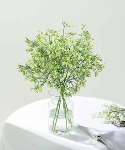 HIER_1150 4 Stems | 27" Lime Artificial Silk Babys Breath Gypsophila Flowers