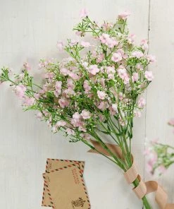 HIER_1150 4 Stems | 27" Pink Artificial Silk Babys Breath Gypsophila Flowers Faux Cherry Blossoms | Baby Breath