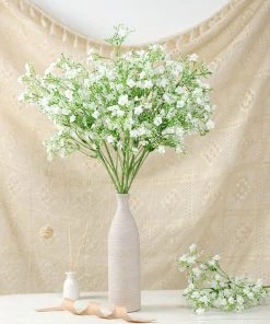 HIER_1150 4 Stems | 27" White Artificial Silk Babys Breath Gypsophila Flowers 16 HIER_1150 4 Stems | 27