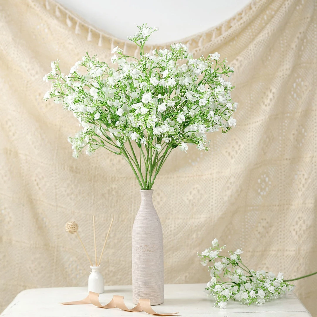 HIER_1150 4 Stems | 27" White Artificial Silk Babys Breath Gypsophila Flowers 6 HIER_1150 4 Stems | 27" White Artificial Silk Babys Breath Gypsophila Flowers