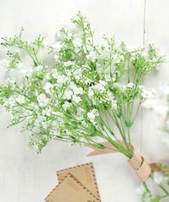 HIER_1150 4 Stems | 27" White Artificial Silk Babys Breath Gypsophila Flowers