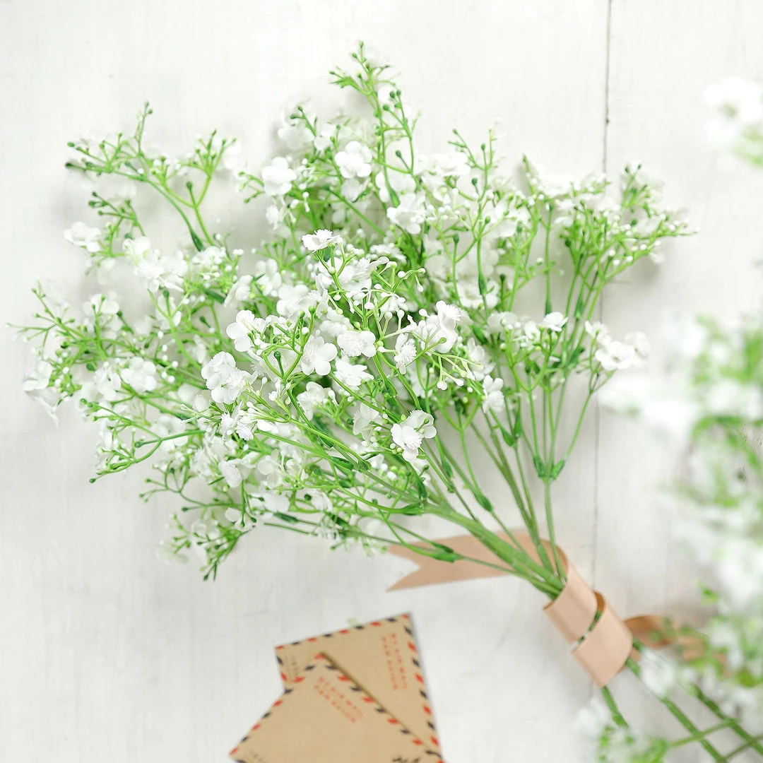 HIER_1150 4 Stems | 27" White Artificial Silk Babys Breath Gypsophila Flowers 1 HIER_1150 4 Stems | 27" White Artificial Silk Babys Breath Gypsophila Flowers