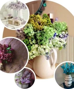 HIER_1160 Faux Cherry Blossoms | Baby Breath 12 Stems | Silver Artificial Silk Babys Breath Flower Bushes Spray