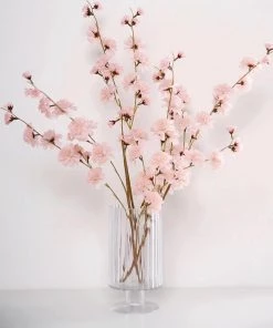 HIER_1150 Faux Carnations | Mums 2 Branches | 42" Tall Blush/Rose Gold Artificial Silk Carnation Flower Stems