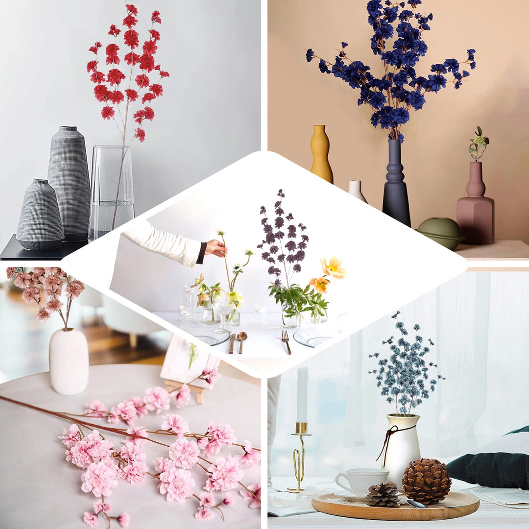 HIER_1160 Faux Carnations | Mums 2 Branches | 42" Tall Navy Blue Artificial Silk Carnation Flower Stems 5 HIER_1160 Faux Carnations | Mums 2 Branches | 42" Tall Navy Blue Artificial Silk Carnation Flower Stems