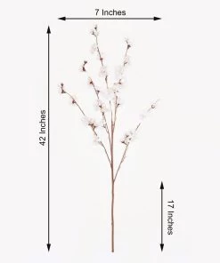 HIER_1150 2 Branches | 42" Tall Ivory Artificial Silk Carnation Flower Stems Faux Carnations | Mums 14 HIER_1150 2 Branches | 42