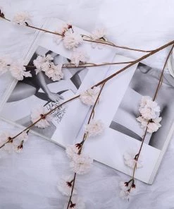 HIER_1150 2 Branches | 42" Tall Ivory Artificial Silk Carnation Flower Stems Faux Carnations | Mums 18 HIER_1150 2 Branches | 42