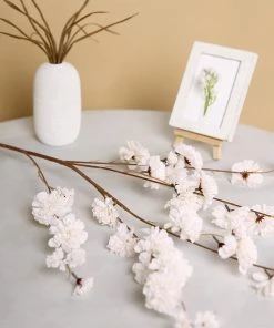 HIER_1150 2 Branches | 42" Tall Ivory Artificial Silk Carnation Flower Stems Faux Carnations | Mums 19 HIER_1150 2 Branches | 42