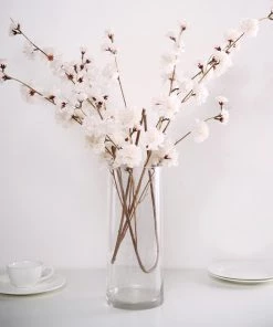 HIER_1150 2 Branches | 42" Tall Ivory Artificial Silk Carnation Flower Stems Faux Carnations | Mums 20 HIER_1150 2 Branches | 42