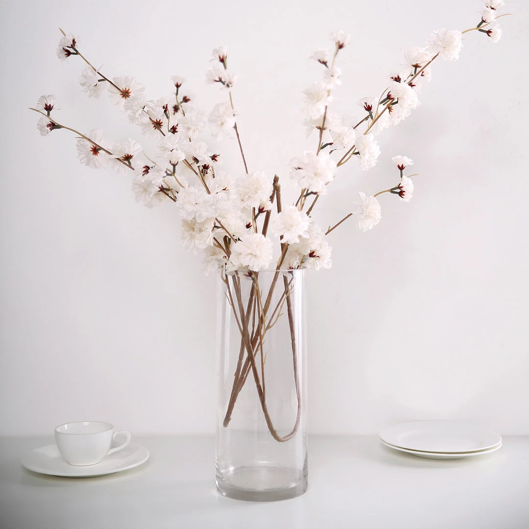 HIER_1150 2 Branches | 42" Tall Ivory Artificial Silk Carnation Flower Stems Faux Carnations | Mums 9 HIER_1150 2 Branches | 42" Tall Ivory Artificial Silk Carnation Flower Stems Faux Carnations | Mums