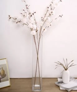 HIER_1150 2 Branches | 42" Tall Ivory Artificial Silk Carnation Flower Stems Faux Carnations | Mums 21 HIER_1150 2 Branches | 42