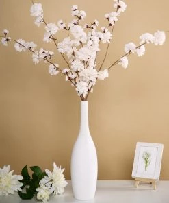HIER_1150 2 Branches | 42" Tall Ivory Artificial Silk Carnation Flower Stems Faux Carnations | Mums 17 HIER_1150 2 Branches | 42