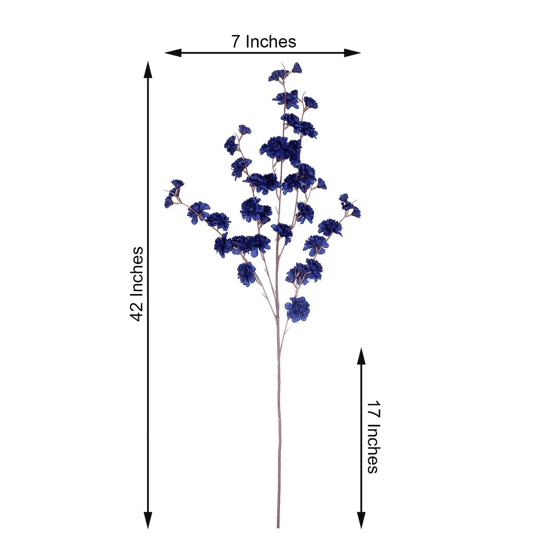 HIER_1160 Faux Carnations | Mums 2 Branches | 42" Tall Navy Blue Artificial Silk Carnation Flower Stems 3 HIER_1160 Faux Carnations | Mums 2 Branches | 42" Tall Navy Blue Artificial Silk Carnation Flower Stems