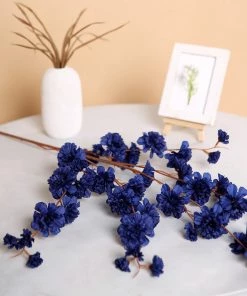HIER_1160 Faux Carnations | Mums 2 Branches | 42" Tall Navy Blue Artificial Silk Carnation Flower Stems 19 HIER_1160 Faux Carnations | Mums 2 Branches | 42
