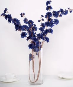 HIER_1160 Faux Carnations | Mums 2 Branches | 42" Tall Navy Blue Artificial Silk Carnation Flower Stems 20 HIER_1160 Faux Carnations | Mums 2 Branches | 42