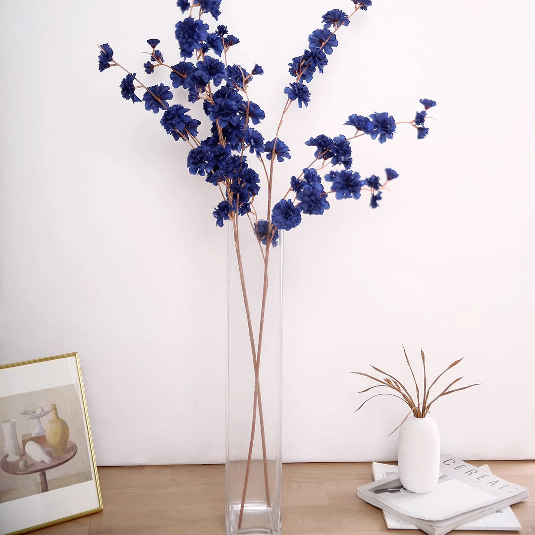 HIER_1160 Faux Carnations | Mums 2 Branches | 42" Tall Navy Blue Artificial Silk Carnation Flower Stems 10 HIER_1160 Faux Carnations | Mums 2 Branches | 42" Tall Navy Blue Artificial Silk Carnation Flower Stems