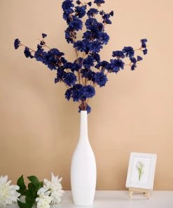 HIER_1160 Faux Carnations | Mums 2 Branches | 42" Tall Navy Blue Artificial Silk Carnation Flower Stems 17 HIER_1160 Faux Carnations | Mums 2 Branches | 42