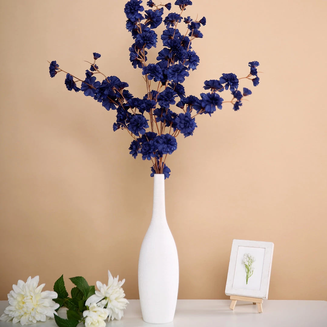 HIER_1160 Faux Carnations | Mums 2 Branches | 42" Tall Navy Blue Artificial Silk Carnation Flower Stems 6 HIER_1160 Faux Carnations | Mums 2 Branches | 42" Tall Navy Blue Artificial Silk Carnation Flower Stems