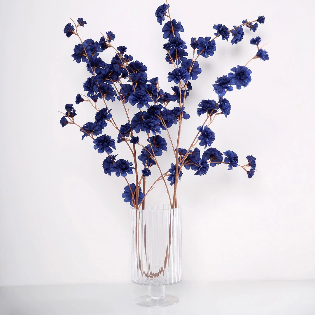 HIER_1160 Faux Carnations | Mums 2 Branches | 42" Tall Navy Blue Artificial Silk Carnation Flower Stems 1 HIER_1160 Faux Carnations | Mums 2 Branches | 42" Tall Navy Blue Artificial Silk Carnation Flower Stems