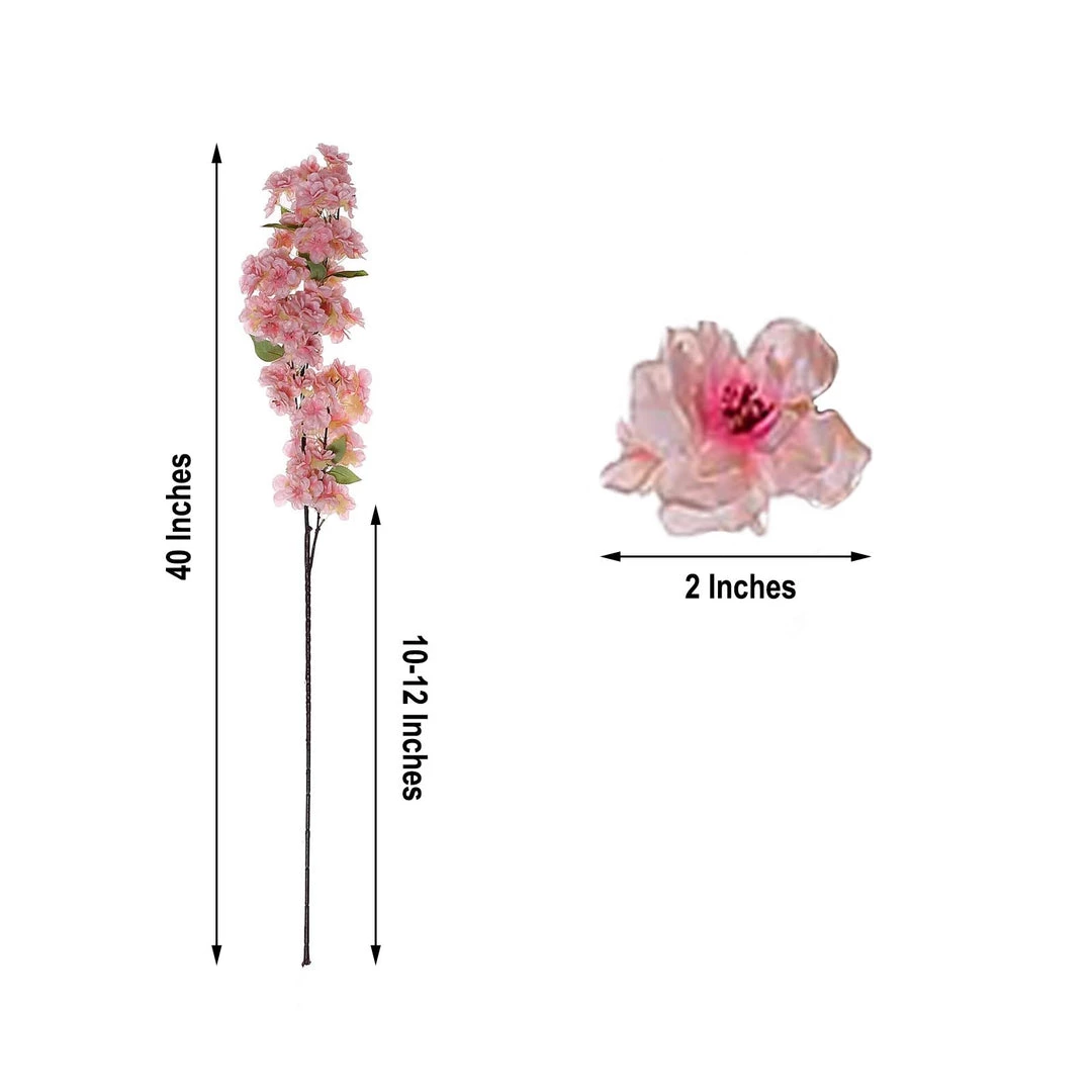 HIER_1160 4 Bushes | 40" Tall Pink Artificial Silk Cherry Blossom Flowers, Branches Faux Cherry Blossoms | Baby Breath 3 HIER_1160 4 Bushes | 40" Tall Pink Artificial Silk Cherry Blossom Flowers, Branches Faux Cherry Blossoms | Baby Breath