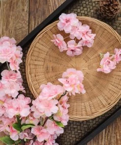 HIER_1160 4 Bushes | 40" Tall Pink Artificial Silk Cherry Blossom Flowers, Branches Faux Cherry Blossoms | Baby Breath 22 HIER_1160 4 Bushes | 40