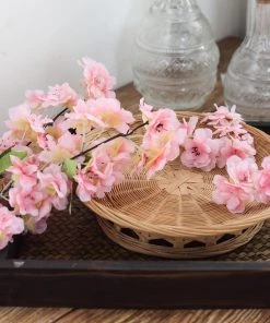 HIER_1160 4 Bushes | 40" Tall Pink Artificial Silk Cherry Blossom Flowers, Branches Faux Cherry Blossoms | Baby Breath 24 HIER_1160 4 Bushes | 40