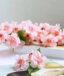 HIER_1160 4 Bushes | 40" Tall Pink Artificial Silk Cherry Blossom Flowers, Branches Faux Cherry Blossoms | Baby Breath 25 HIER_1160 4 Bushes | 40