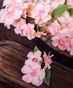 HIER_1160 4 Bushes | 40" Tall Pink Artificial Silk Cherry Blossom Flowers, Branches Faux Cherry Blossoms | Baby Breath 27 HIER_1160 4 Bushes | 40