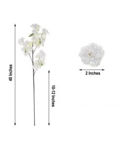 HIER_1160 4 Bushes | 40" Tall White Artificial Silk Cherry Blossom Flowers, Branches Artificial Flower & Plants 16 HIER_1160 4 Bushes | 40