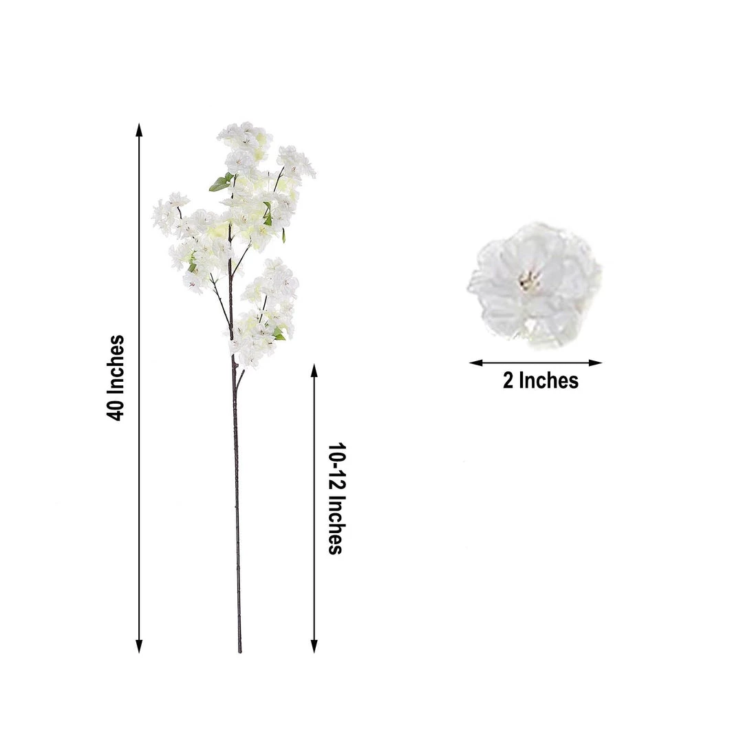 HIER_1160 4 Bushes | 40" Tall White Artificial Silk Cherry Blossom Flowers, Branches Artificial Flower & Plants 3 HIER_1160 4 Bushes | 40" Tall White Artificial Silk Cherry Blossom Flowers, Branches Artificial Flower & Plants