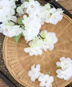 HIER_1160 4 Bushes | 40" Tall White Artificial Silk Cherry Blossom Flowers, Branches Artificial Flower & Plants 21 HIER_1160 4 Bushes | 40