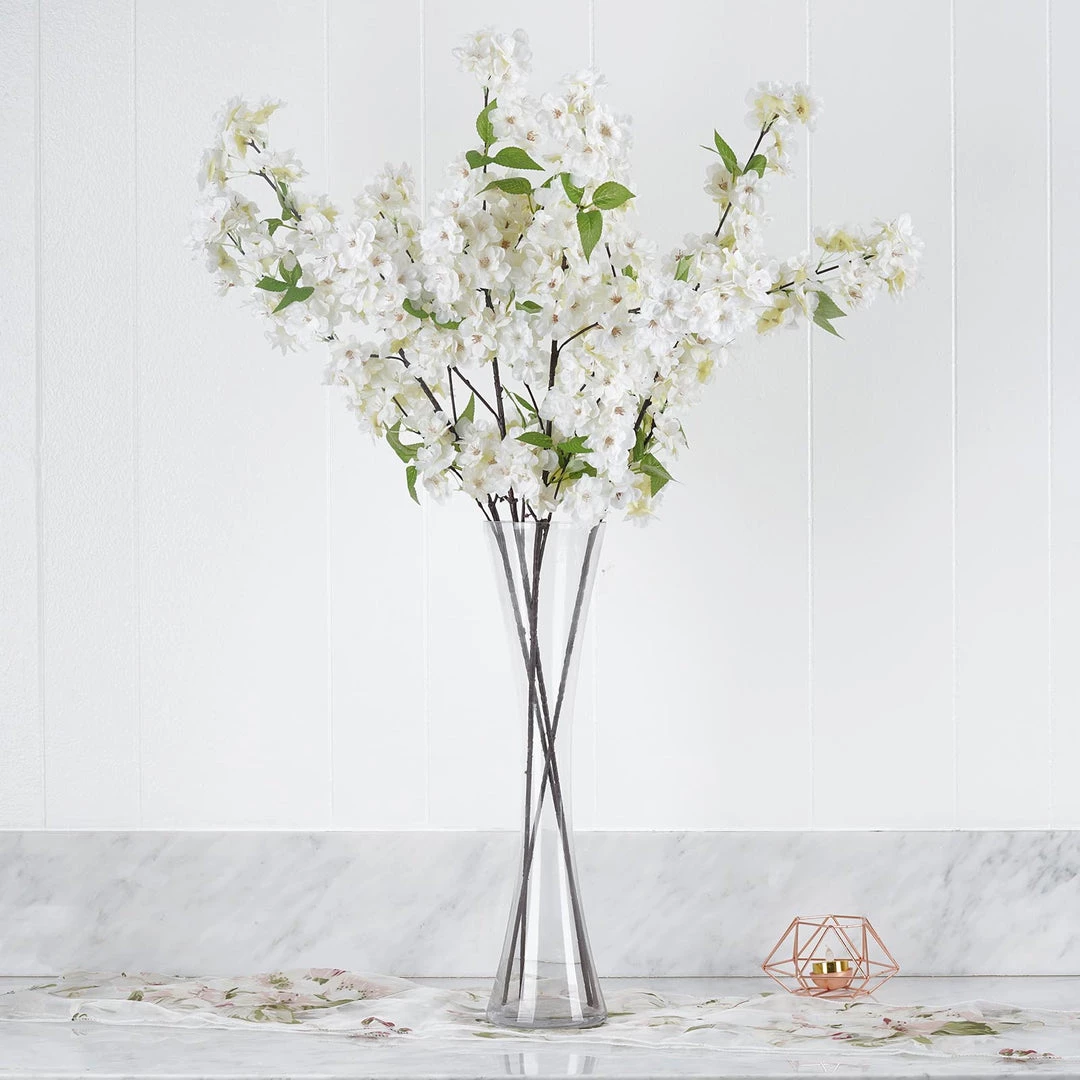 HIER_1160 4 Bushes | 40" Tall White Artificial Silk Cherry Blossom Flowers, Branches Artificial Flower & Plants 2 HIER_1160 4 Bushes | 40" Tall White Artificial Silk Cherry Blossom Flowers, Branches Artificial Flower & Plants