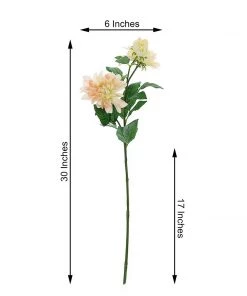 HIER_1150 Artificial Dahlia | Daisy 2 Stems | 30" Tall Blush/Cream Artificial Silk Dahlia Flowers, Branches, Bouquets 14 HIER_1150 Artificial Dahlia | Daisy 2 Stems | 30