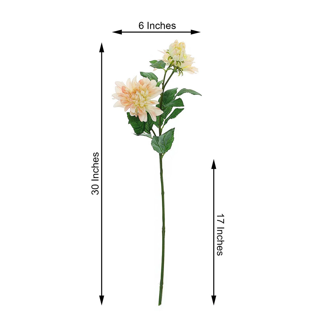 HIER_1150 Artificial Dahlia | Daisy 2 Stems | 30" Tall Blush/Cream Artificial Silk Dahlia Flowers, Branches, Bouquets 3 HIER_1150 Artificial Dahlia | Daisy 2 Stems | 30" Tall Blush/Cream Artificial Silk Dahlia Flowers, Branches, Bouquets