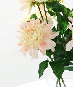 HIER_1150 Artificial Dahlia | Daisy 2 Stems | 30" Tall Blush/Cream Artificial Silk Dahlia Flowers, Branches, Bouquets 18 HIER_1150 Artificial Dahlia | Daisy 2 Stems | 30
