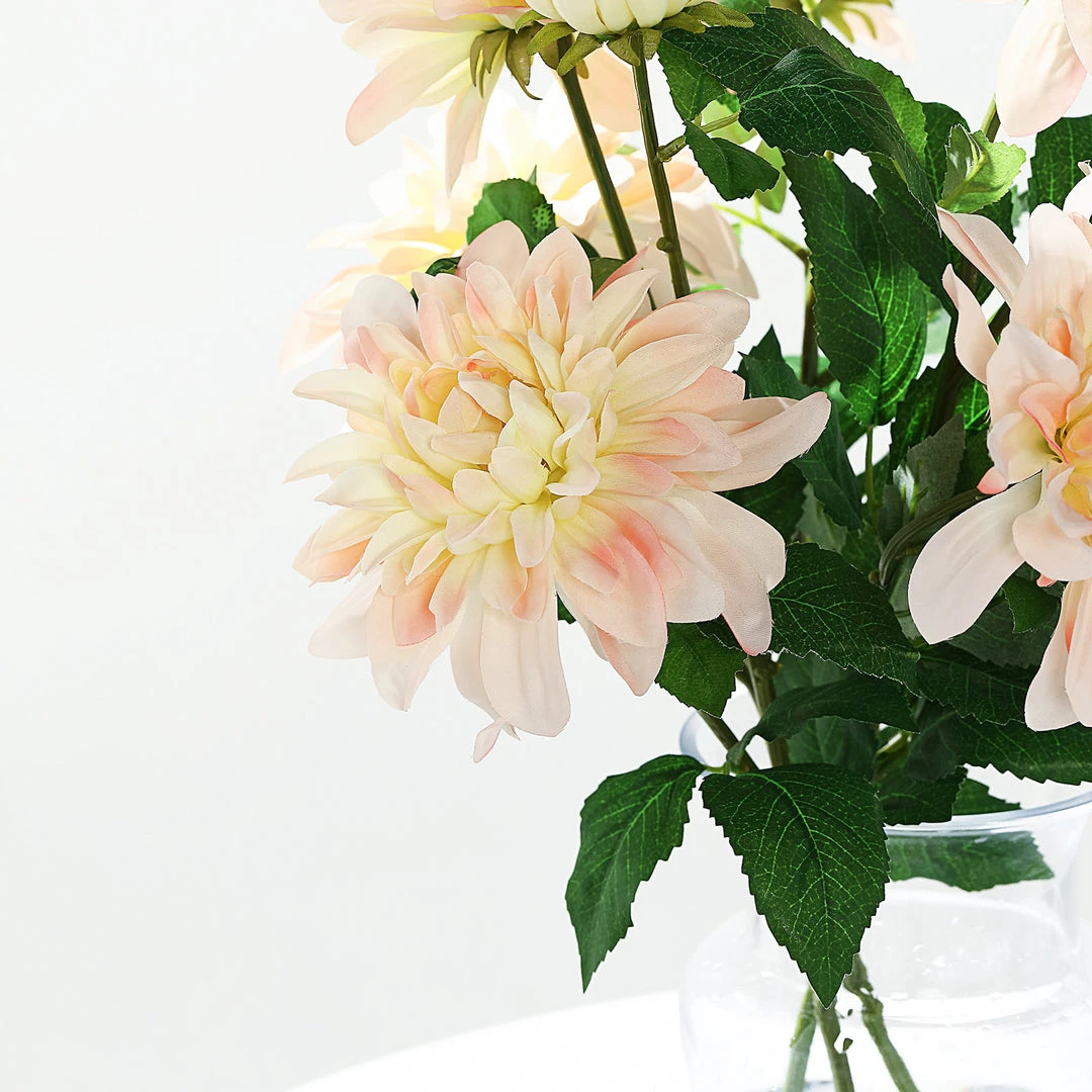 HIER_1150 Artificial Dahlia | Daisy 2 Stems | 30" Tall Blush/Cream Artificial Silk Dahlia Flowers, Branches, Bouquets 7 HIER_1150 Artificial Dahlia | Daisy 2 Stems | 30" Tall Blush/Cream Artificial Silk Dahlia Flowers, Branches, Bouquets