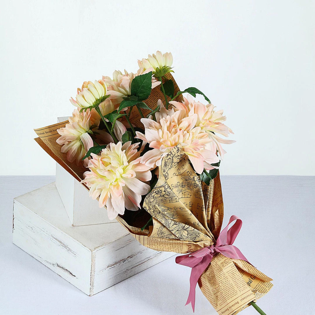 HIER_1150 Artificial Dahlia | Daisy 2 Stems | 30" Tall Blush/Cream Artificial Silk Dahlia Flowers, Branches, Bouquets 8 HIER_1150 Artificial Dahlia | Daisy 2 Stems | 30" Tall Blush/Cream Artificial Silk Dahlia Flowers, Branches, Bouquets