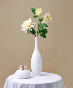 HIER_1150 Artificial Dahlia | Daisy 2 Stems | 30" Tall Blush/Cream Artificial Silk Dahlia Flowers, Branches, Bouquets