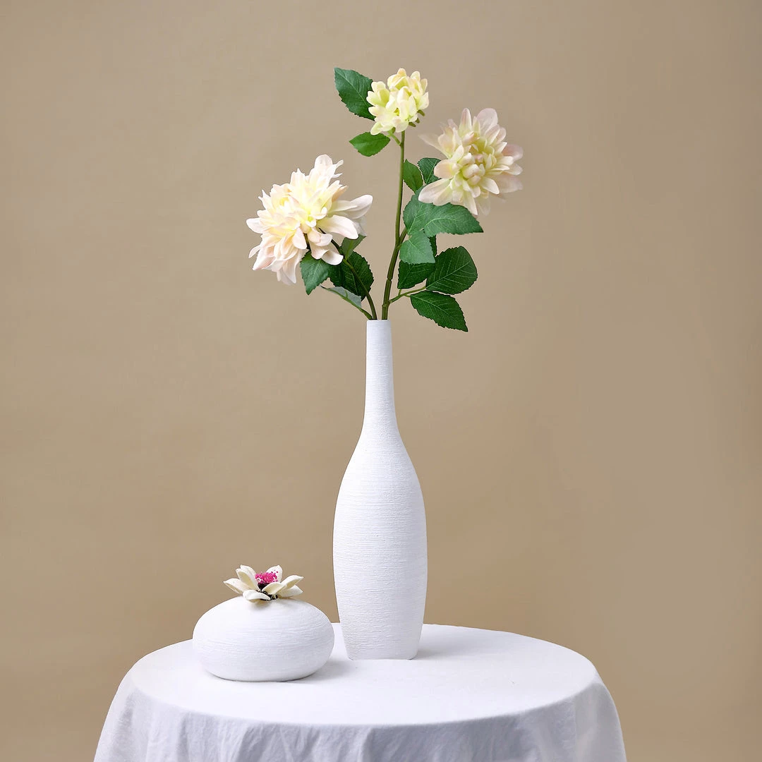 HIER_1150 Artificial Dahlia | Daisy 2 Stems | 30" Tall Blush/Cream Artificial Silk Dahlia Flowers, Branches, Bouquets 2 HIER_1150 Artificial Dahlia | Daisy 2 Stems | 30" Tall Blush/Cream Artificial Silk Dahlia Flowers, Branches, Bouquets
