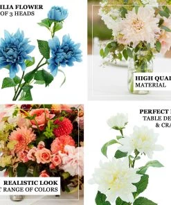 HIER_1150 Artificial Dahlia | Daisy 2 Stems | 30" Tall Blush/Cream Artificial Silk Dahlia Flowers, Branches, Bouquets 15 HIER_1150 Artificial Dahlia | Daisy 2 Stems | 30