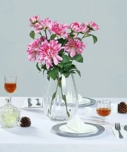 HIER_1150 2 Stems | 30" Tall Fuchsia Artificial Silk Dahlia Flowers, Branches, Bouquets