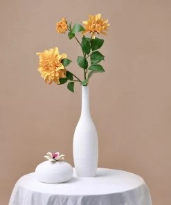 HIER_1150 Artificial Flower & Plants 2 Stems | 30" Tall Orange Artificial Silk Dahlia Flowers, Branches, Bouquets