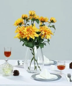 HIER_1150 Artificial Flower & Plants 2 Stems | 30" Tall Orange Artificial Silk Dahlia Flowers, Branches, Bouquets