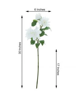 HIER_1150 2 Stems | 30" Tall White Artificial Silk Dahlia Flowers, Branches, Bouquets 14 HIER_1150 2 Stems | 30