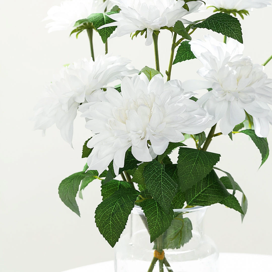 HIER_1150 2 Stems | 30" Tall White Artificial Silk Dahlia Flowers, Branches, Bouquets 7 HIER_1150 2 Stems | 30" Tall White Artificial Silk Dahlia Flowers, Branches, Bouquets
