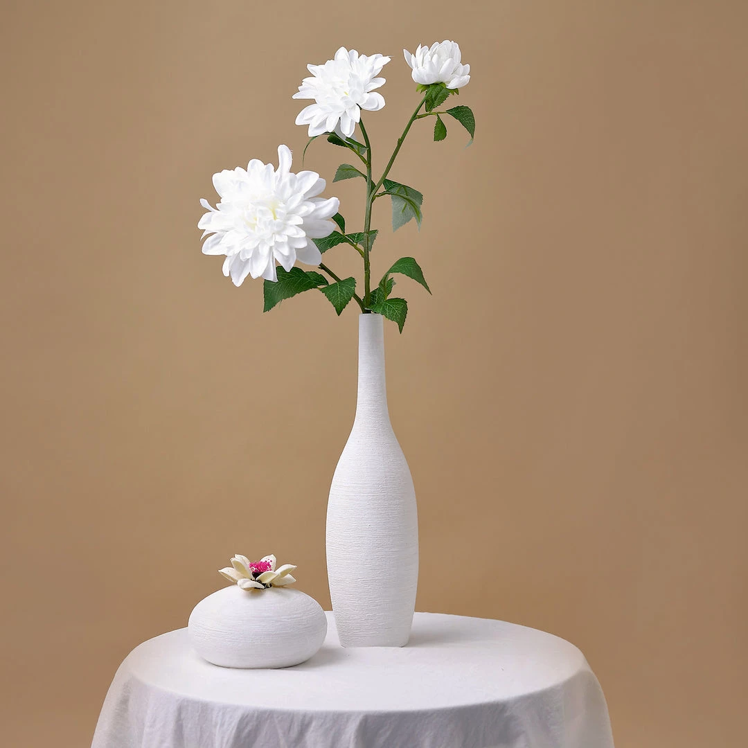 HIER_1150 2 Stems | 30" Tall White Artificial Silk Dahlia Flowers, Branches, Bouquets 2 HIER_1150 2 Stems | 30" Tall White Artificial Silk Dahlia Flowers, Branches, Bouquets