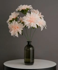 HIER_1160 2 Bouquets | 20" Blush/Rose Gold Artificial Silk Dahlia Flower Bushes Artificial Dahlia | Daisy