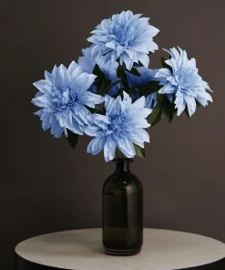HIER_1160 2 Bouquets | 20" Blue Artificial Silk Dahlia Flower Spray Bushes Artificial Dahlia | Daisy